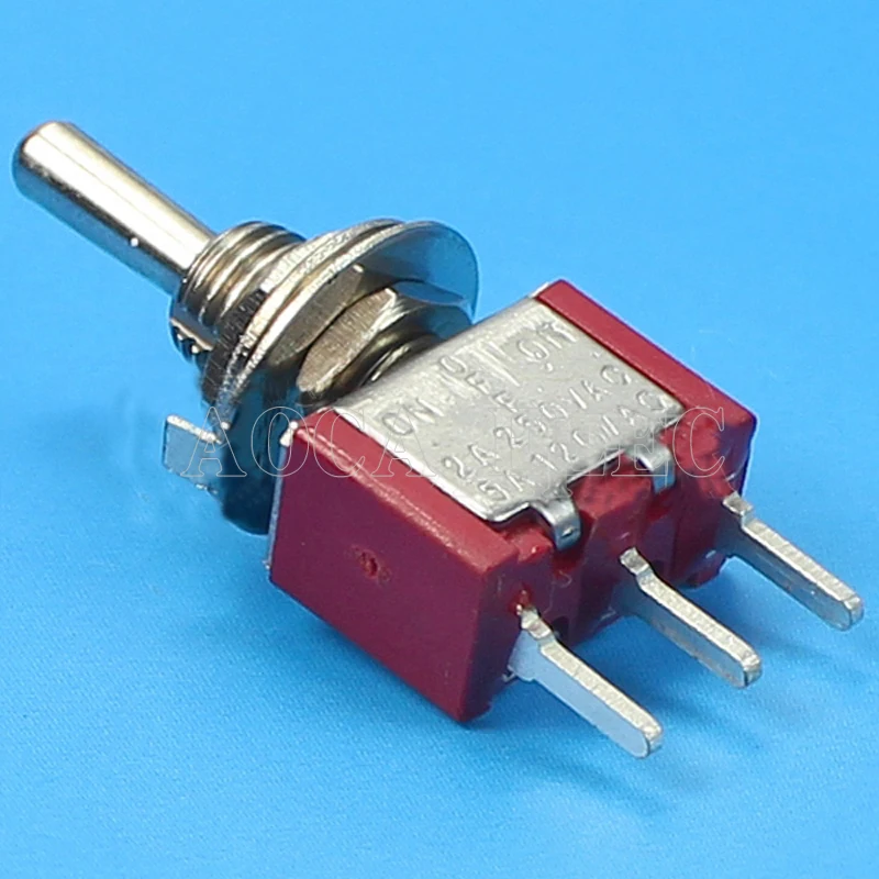 100PCS MTS-103R-A2 6MM PCB Terminals ON-OFF-ON SPDT 3 Position 3A 250VAC Mini Toggle Switch