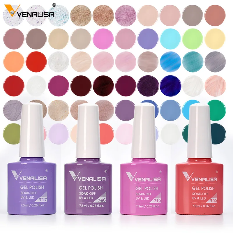 Venalisa VIP3 กึ่งถาวรความงามเจลเล็บ Top Coat Nowipe Glitter Pastel เคลือบเงาแสงสีม่วงเล็บเจล