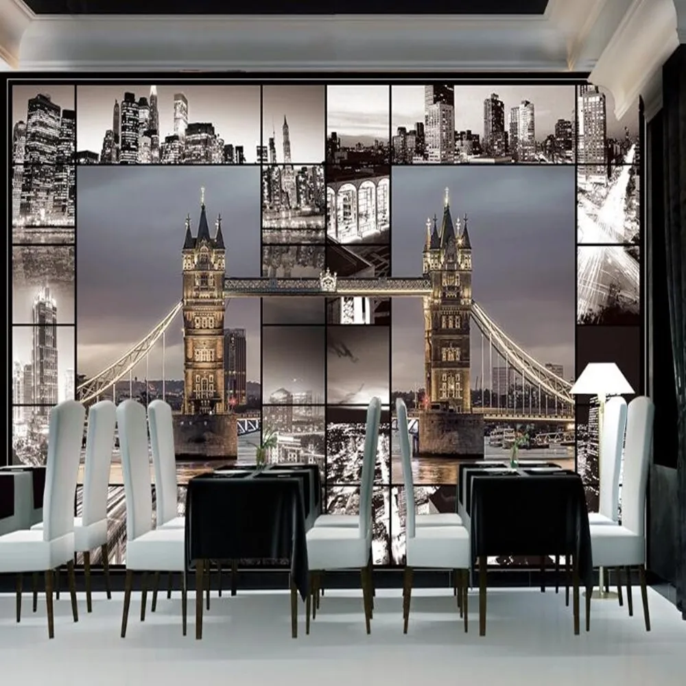 milofi custom do not 3D UK London architecture retro large TV background wallpaper mural