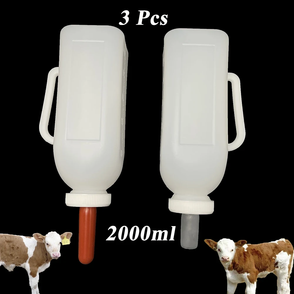 3PCS Farming Vertical Cow Cattle Horse Calf Milking Bucket Feeder Nipple Drinker Nurse Animals Bovine Bottle Plastic Veterinary