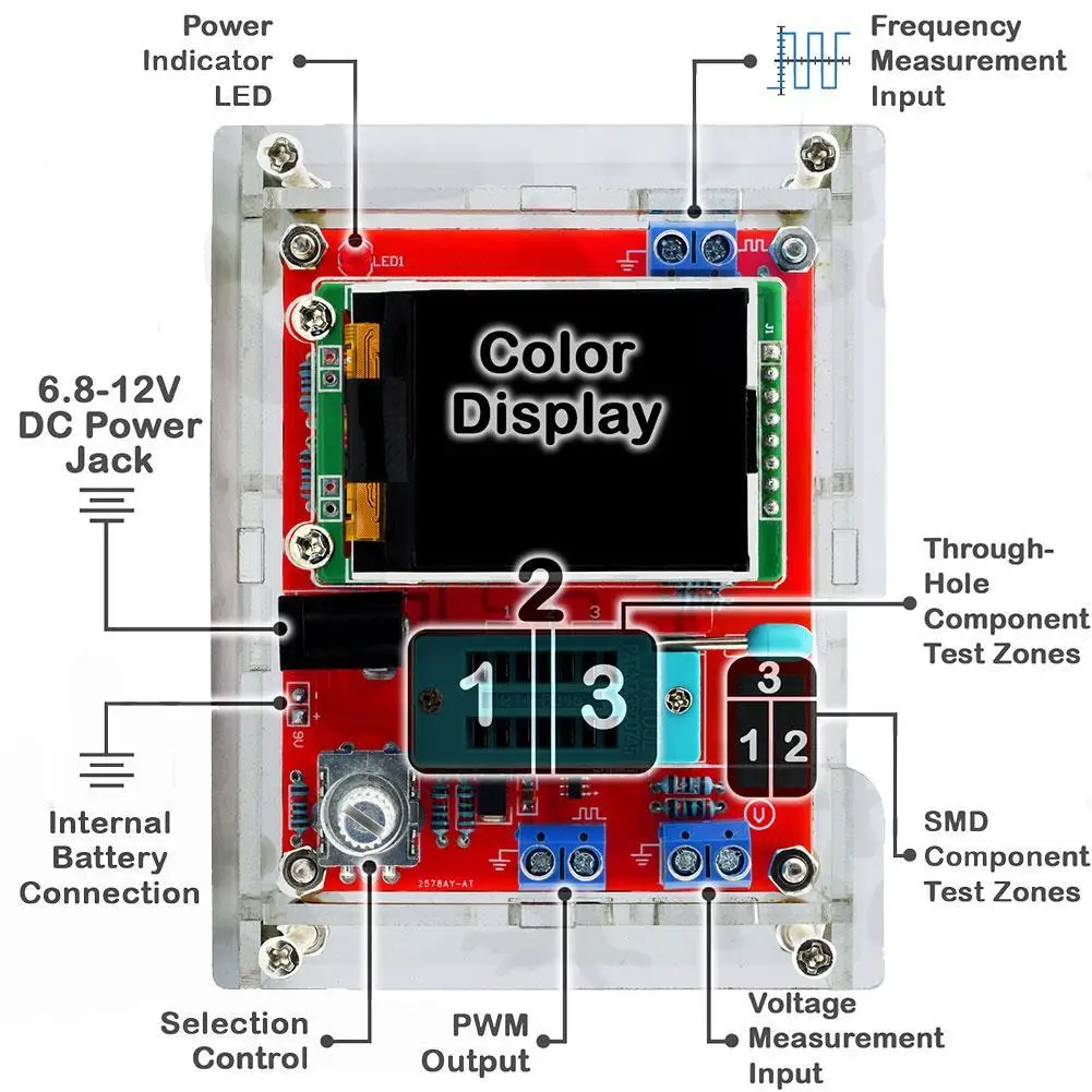 GM328 Transistor Tester DIY Kit Frequenz Meter PWM Platz Welle Volle Farbe Bildschirm Grafiken LCR Diode Kapazität Spannung Meter