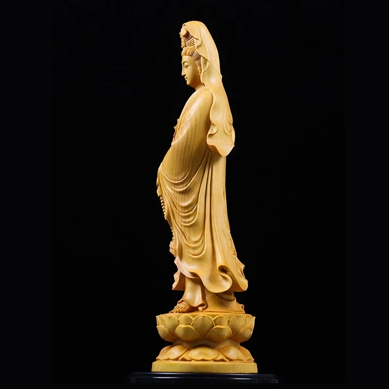 

22cm Chinese solid wood Guanyin Buddha sculpture home decoration accessories car office supplies Buddha decoration crafts