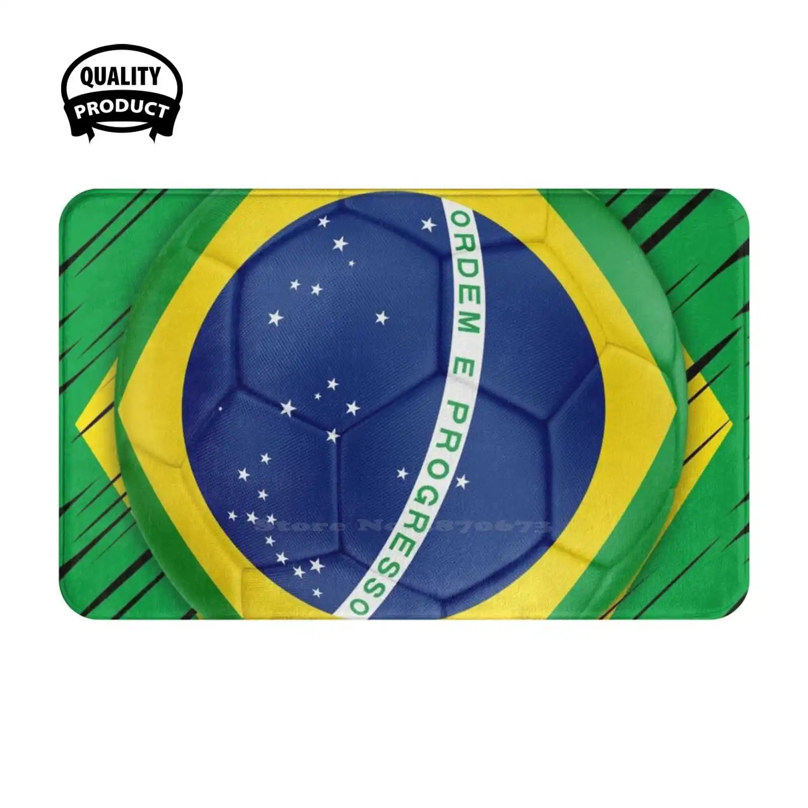 Brazil Football Flag Soft Cushion Home Carpet Door Mat Car Rug Brazilian National Flag Competition Sports Futbol Player Soccer