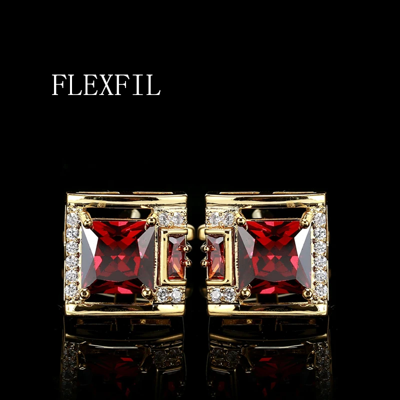 FLEXFIL Luxury shirt cufflinks for men's Brand cuff buttons cuff links gemelos High Quality crystal wedding abotoaduras Jewelry