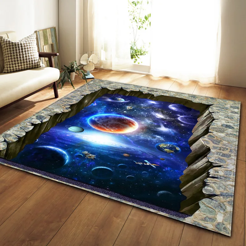 

Nordic Carpet Soft Flannel play Area Rugs Galaxy Space Print Anti-slip Mat Kid Room Crawl Mat Home Decor Carpets for Living Room