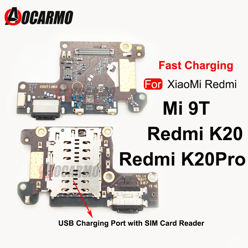 

Aocarmo For XiaoMi Mi 9T/Redmi K20 Pro USB Charge Port Charging Jack Dock Circuit Board With SIM Card Reader Hold Replacement