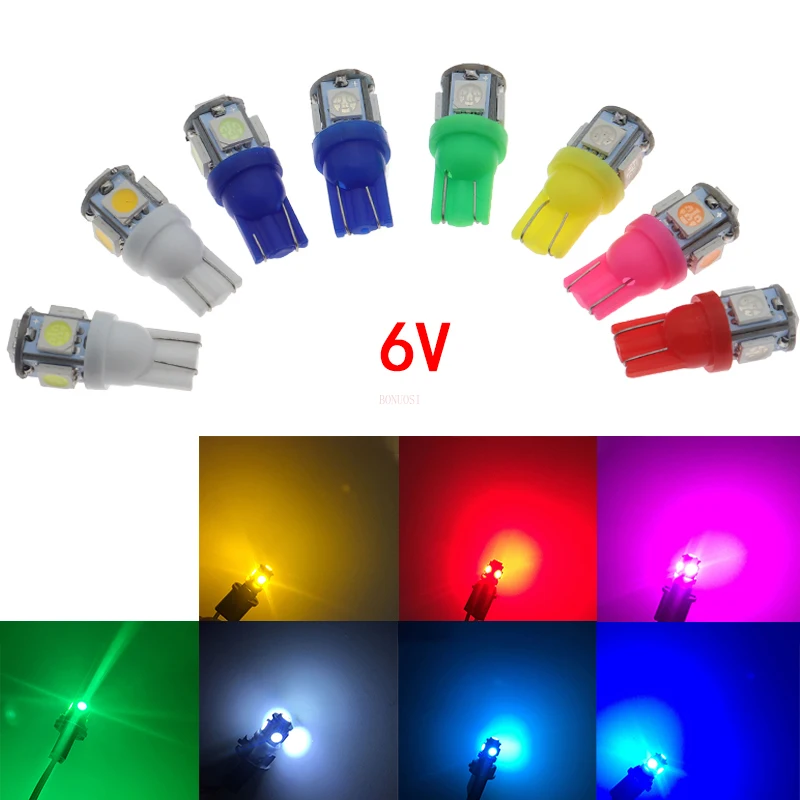 10Pcs T10 5050 5 Smd Smd 194 168 W5W 3V 6V 8VDC 5 Led Lamp Klaring light Wedge Lamp Auto Styling