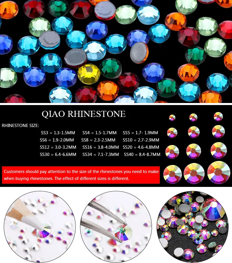Hochwertige SS3-SS50 klare kristallweiße 3D-Nagelkunst-Dekorationssteine, silberne Flachsteine, Glitzersteine. – Detail 10