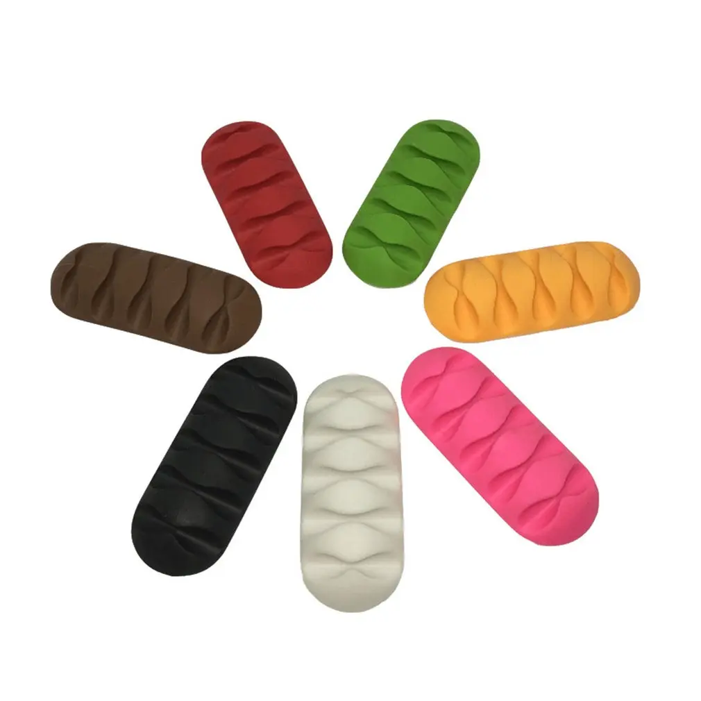 Organizador de cabo de silicone usb cabo dobadoura de cinco furos desktop tidy gestão clipes suporte de cabo para mouse fone de ouvido fio organizar
