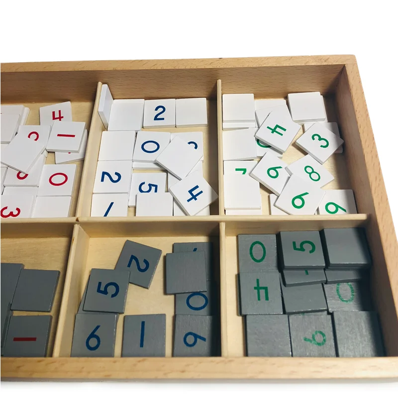 Giocattoli matematici Montessori Scatola di piastrelle con numeri in legno per scacchiera Moltiplicazione Risorse didattiche Materiali matematici elementari