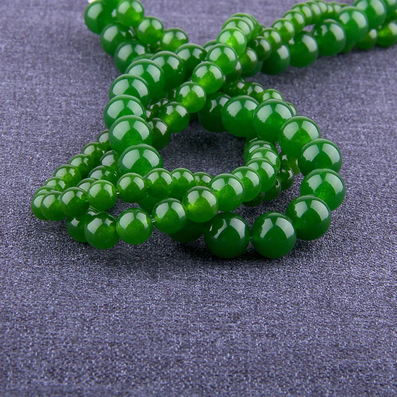 4-12 mm Natural A green blue jades beads smooth round spacer loose beads natural Chalcedony stone bead for jewelry making diy