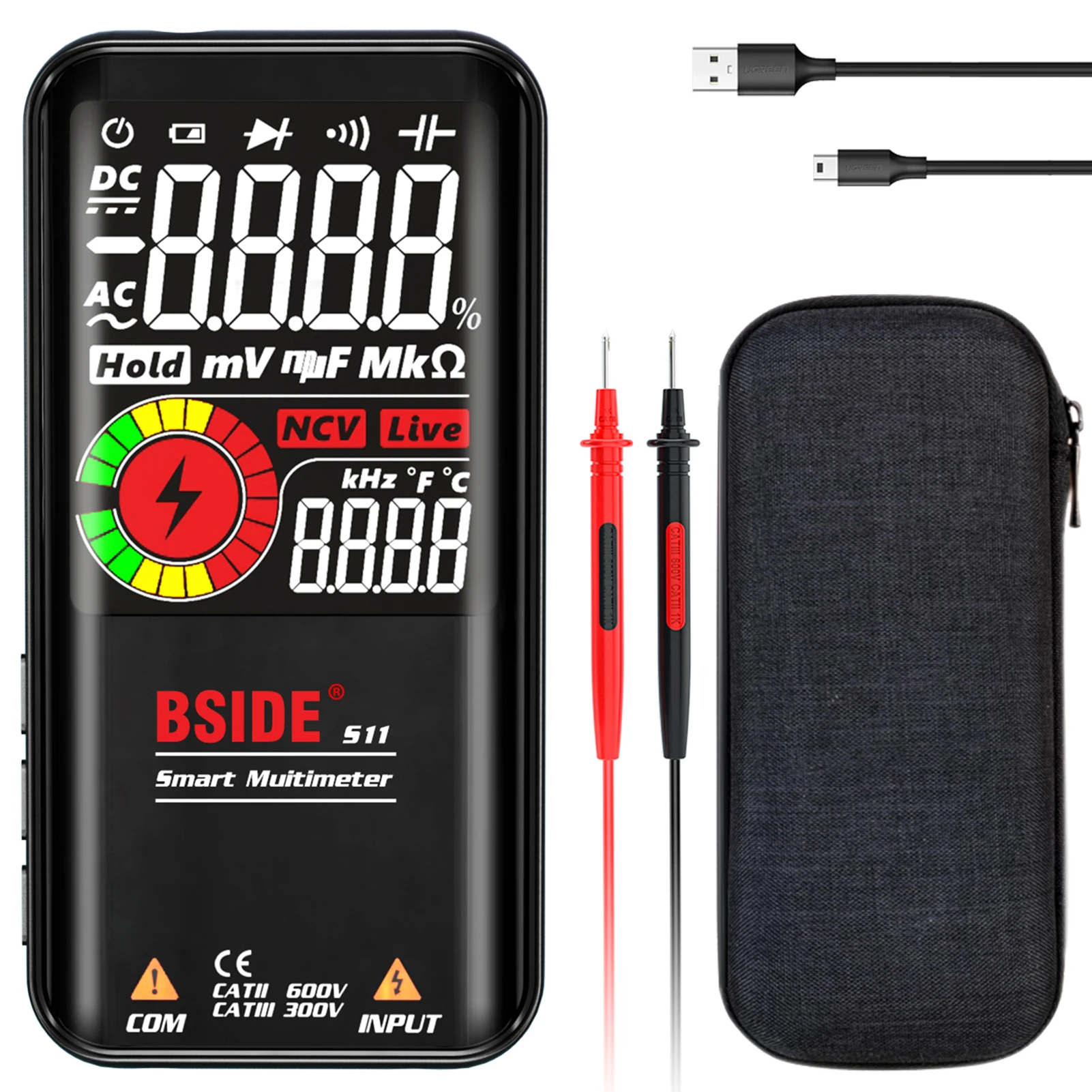 BSIDE S10 S11 9999 counts Digital Multimeter NCV Tester AC DC Diode Continuity Voltage Smart Meter Ohmmeter Universal Meter