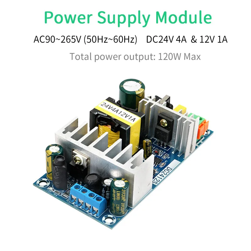 Junitical 120w dc24v12v電源モジュールAC90-265V〜2ウェイ電圧出力dc24v 4a/12v 1a 120w max高出力スイッチング