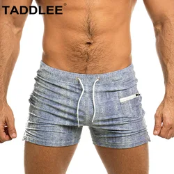 Taddlee di Marca Sexy Costumi Da Bagno degli uomini Costumi Da Bagno di Nuoto del Pugile Tronchi Asciugatura Rapida Piazza Cut Costumi da bagno Surf Pantaloncini Da Surf Degli Uomini