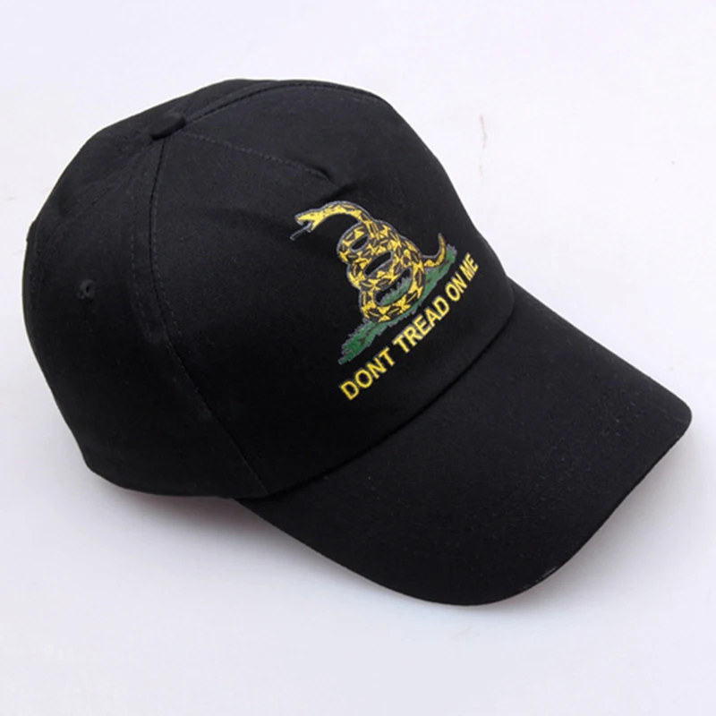 ขายร้อน DONT TREAD ON ME Rattlesnake การพิมพ์หมวกเบสบอลหมวกธงสหรัฐอเมริกาเย็บปักถักร้อย Snapback Hip Hop สบายๆกีฬา Sun พ่อหมวก EP0325