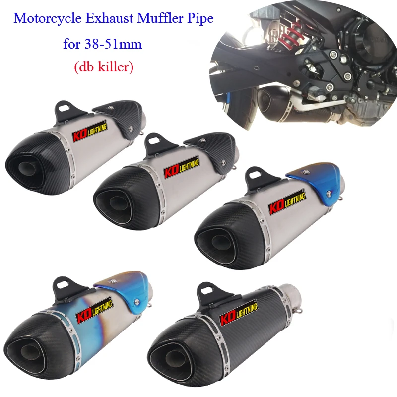 

Motorcycle Exhaust Vent Tip Tubes Removable DB Killer Escape 38-51mm Stainless Steel Carbon Fiber Silencer System Silp on