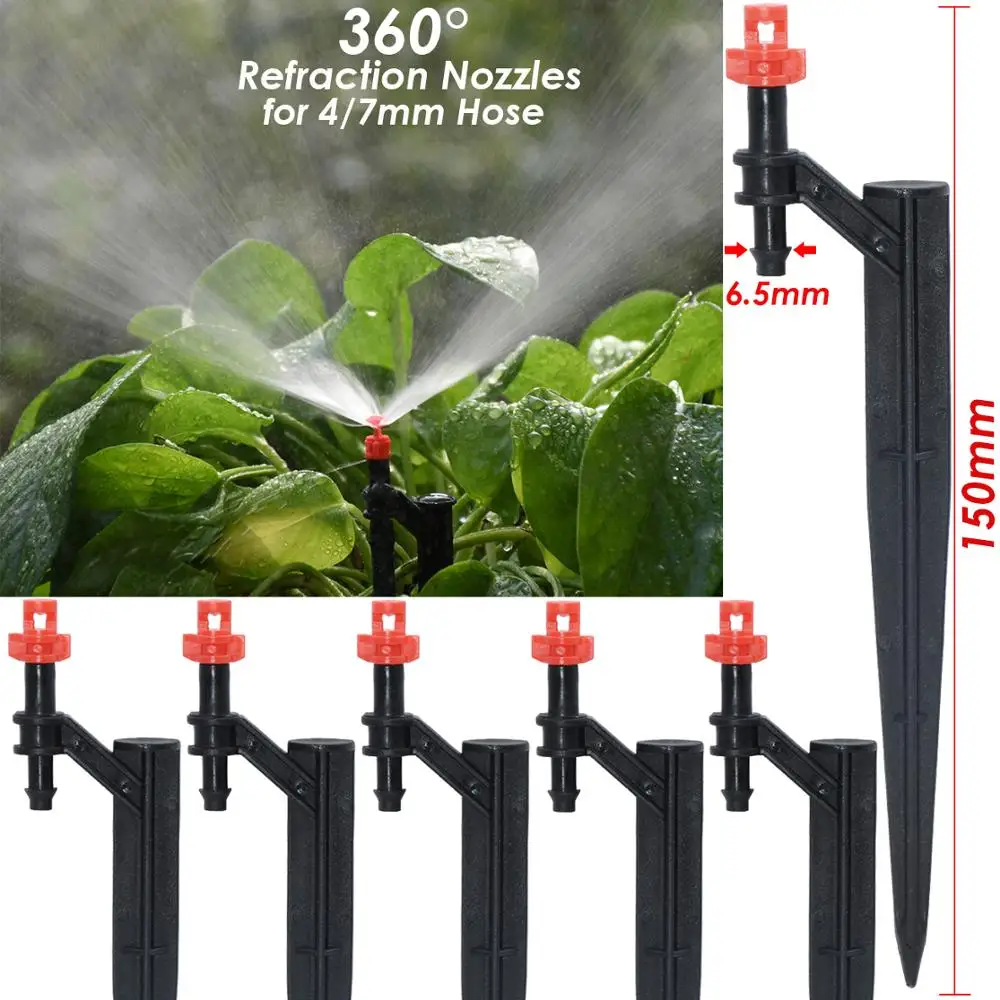 SPRYCLE Garden Watering Drip Irrigation Adjustable Sprinkler 360 Degree Dripper Nozzles Inserting Ground 4/7mm Hose Greenhouse