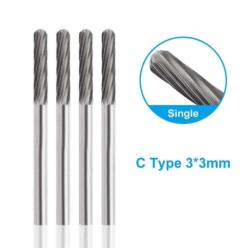 XCAN Rotary File 10pcs 3mm Tungsten Carbide Rotary Burrs Set Accessories for Rotary Tools Milling Cutter Engraving Bits