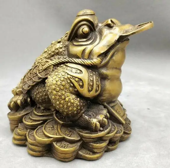 

Collect Chinese Bronze Animal Wealth Golden Toad Money Coin Statue