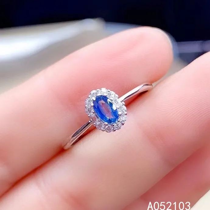 

KJJEAXCMY fine jewelry 925 sterling silver inlaid natural sapphire Women's simple, delicate and small adjustable ring support ch