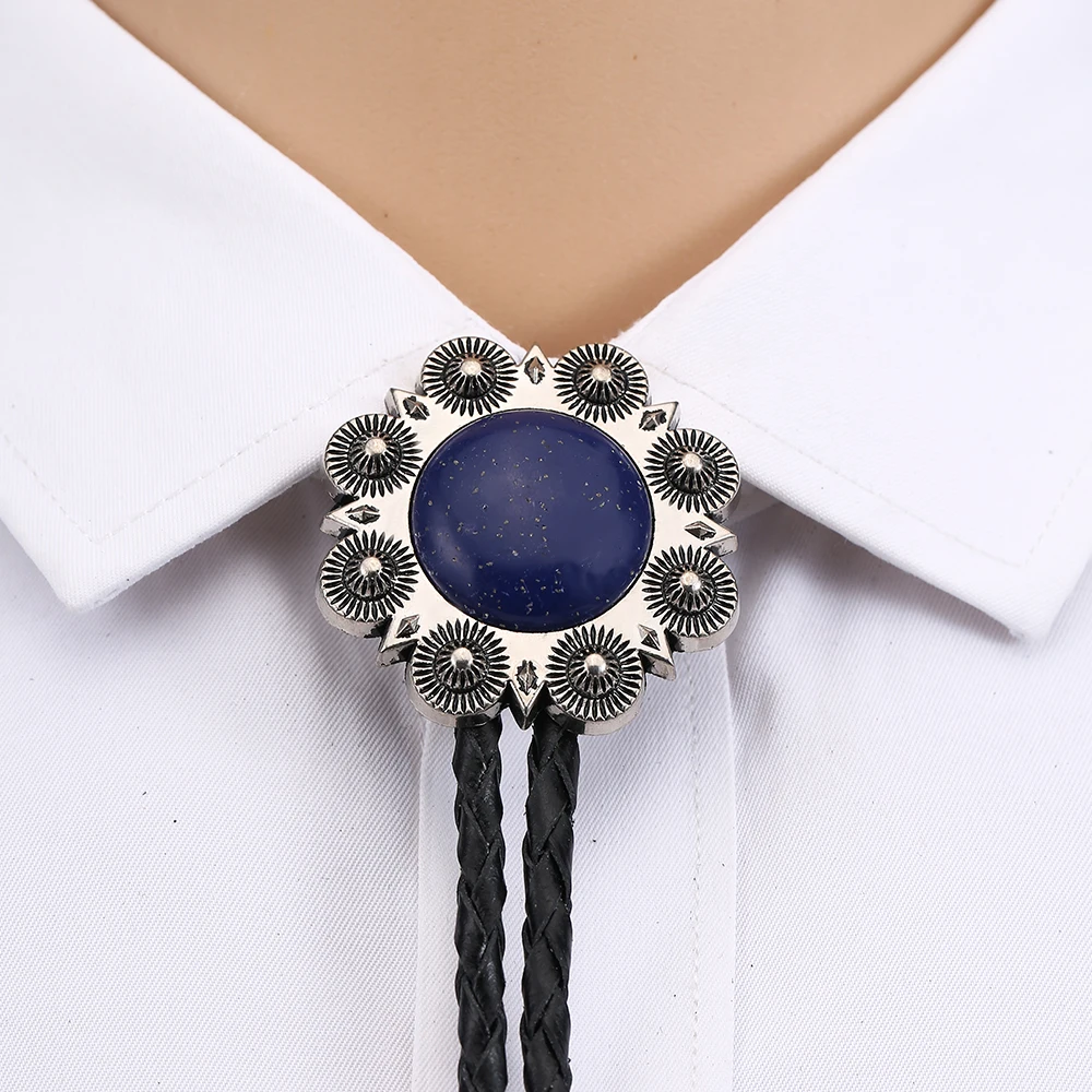 Accesorios de Metal, collar de cuero, cuerda hecha a mano, lazo BOLO para hombres