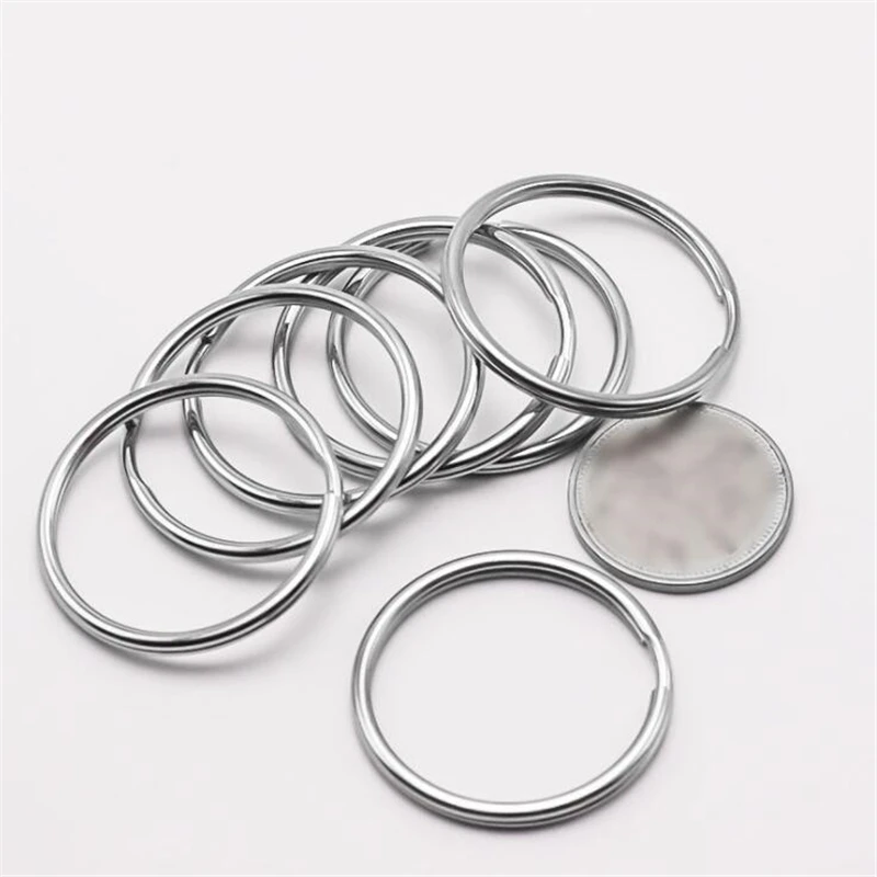 50Pcs Stainless Steel Round Split Keychain Rings DIY Key Holder Jewelry Pendant Making 12/15/20/25/28/30/32/38mm Metal Circles