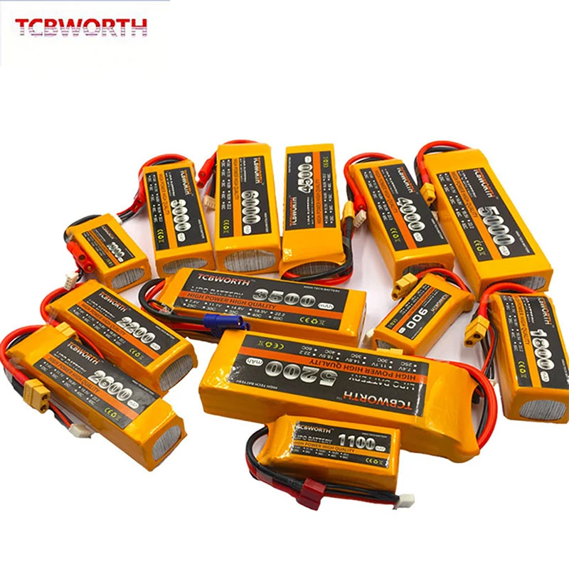 NEW 2S 3S 4S 6S 11.1V 14.8V 22.2V 1300 1500 1800 2200 3000 4200 5200 6000mah 35C 60C XT60-T PLUG TCBWORTH RC Lipo Batteries