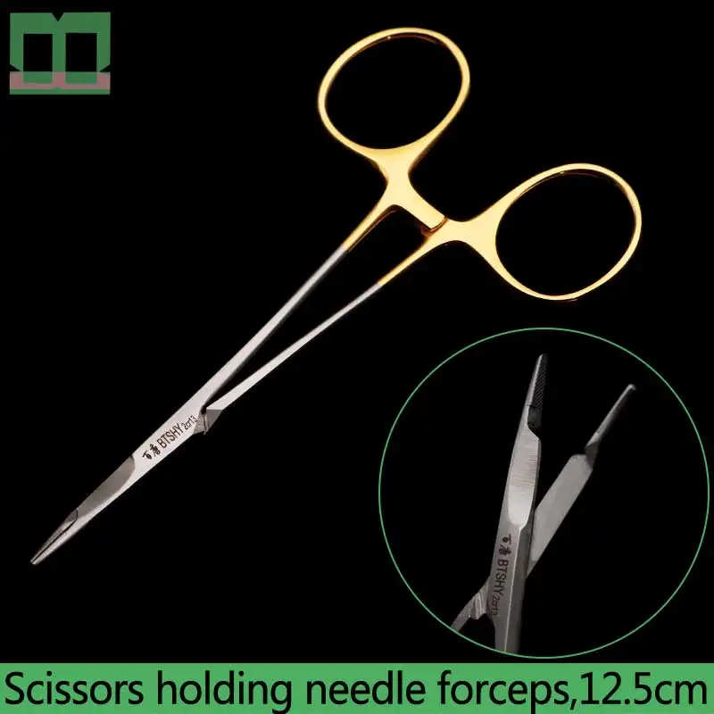 

Needle holder 12.5cm empiecement scissors holding needle forceps aureate handle surgical operating instrument needle forceps