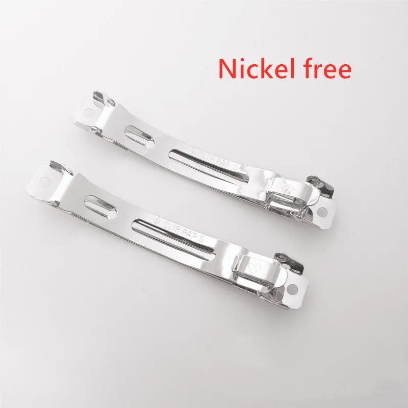 50pcs fermagli per capelli a molla stile Barrette piatte francesi Clip automatica larghezza vuota impostazione fiocco forcina per creazione di gioielli