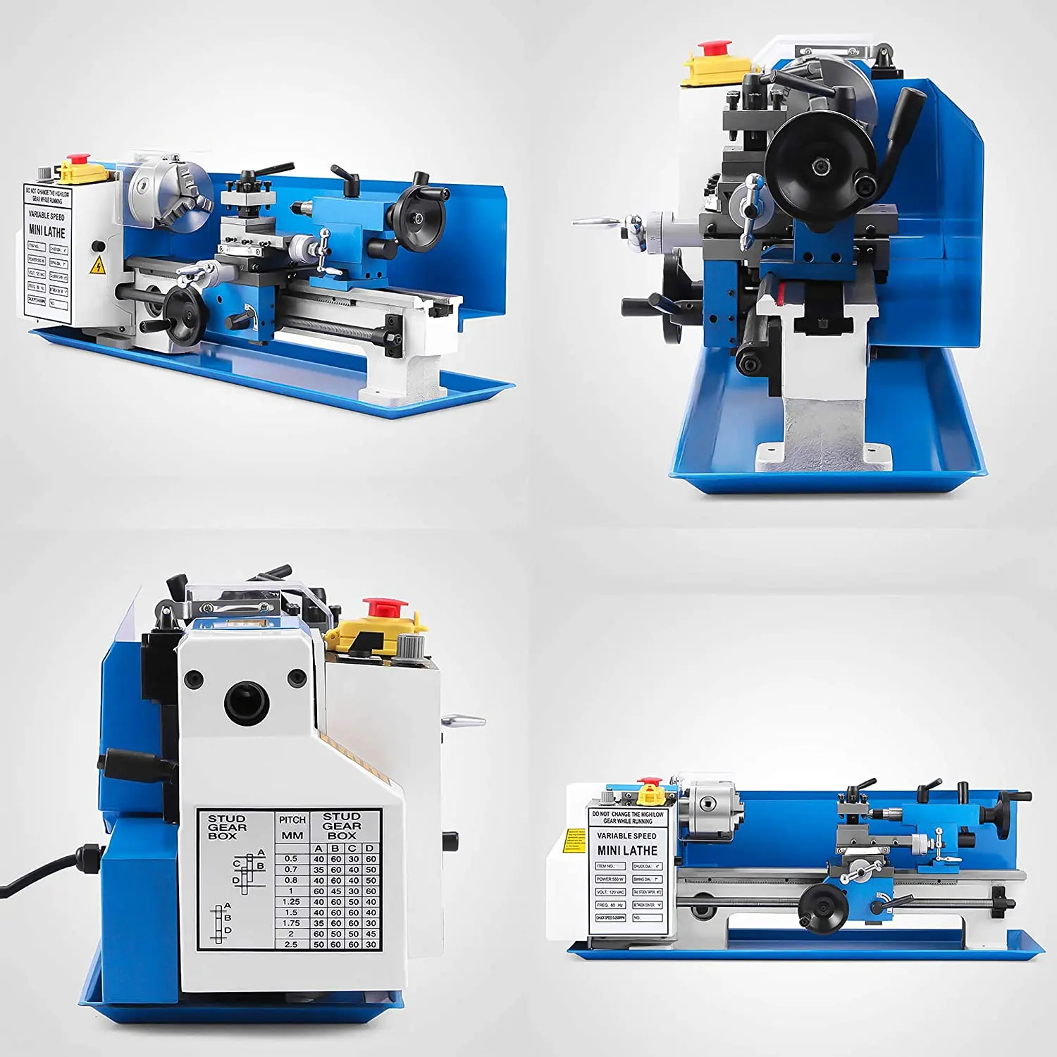 Mini Metal Lathe Machine 0-2500 RPM Variable Speed Bench Top Benchtop Mini Lathe Wth 4\