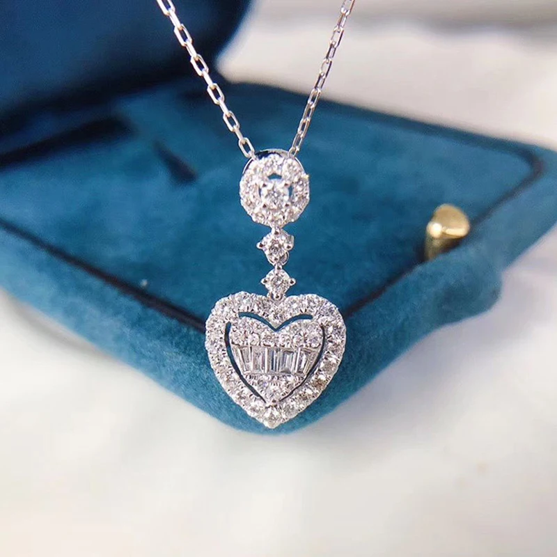 Huretailers-Collier pendentif coeur créatif pour femme, collier de mariage délicat, brillant, cubique, contre-indiqué, cadeau de paupières, bijoux fantaisie, 2021