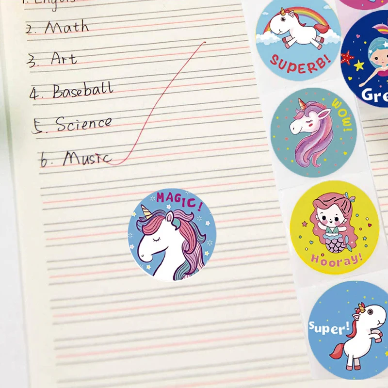 Unicórnio adesivo bonito recompensa animais adesivos 100-500 pces para crianças brinquedo clássico decoração escola professor incentivo adesivos