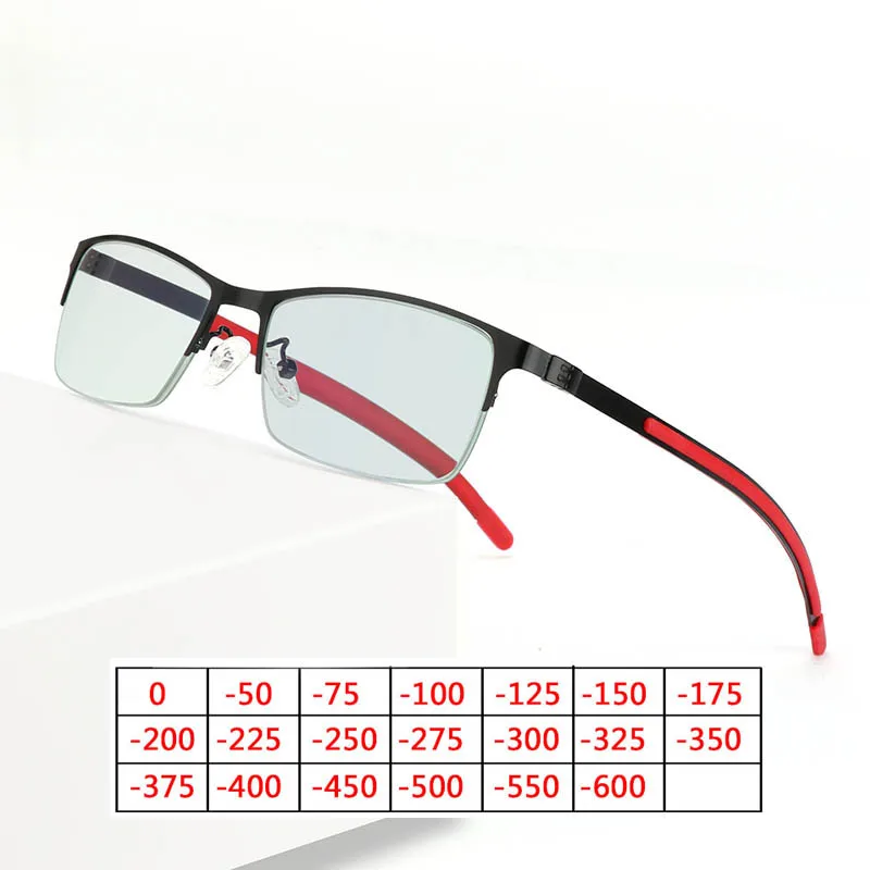 Anti-blue light Myopia Glasses Frame Women Men Metal Student Finished Short-sighted Eyewear -0.5 -1 -1.5 -2 -2.5 -3 -3.5 To -6