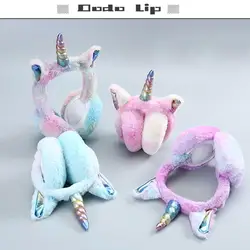 Orejeras de unicornio de felpa para niña, accesorios bonitos para las orejas, cálido y seco, esquí, regalo de Navidad, Invierno