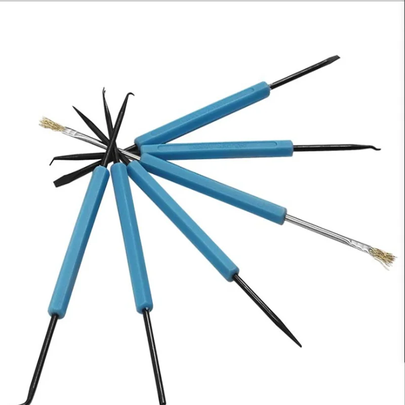 Riparazione strumenti di saldatura 1 Set di 6 strumenti di rimozione del flusso professionale riparazione del flusso Kit di aiuto per saldatura a 6 pezzi blu a doppia faccia