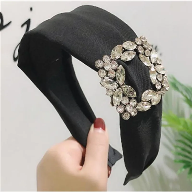 Square Crystal Headband for Women Hair Jewelry Crystals Hairband Adults Solid Fabric Headband Ladies Headpiece Crystals Headband