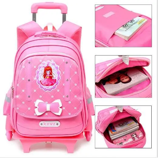 Mochila escolar com rodas para crianças, mala de carrinho escolar para meninas, mochila de rodinhas para crianças