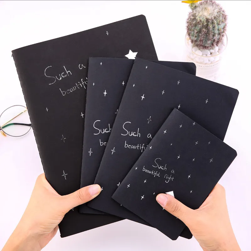 60 Pages Starry Night Sketchbook Diary for Drawing,Black Paper Sketch Book,Memo Pad Notebook Office School Supplies Gifts