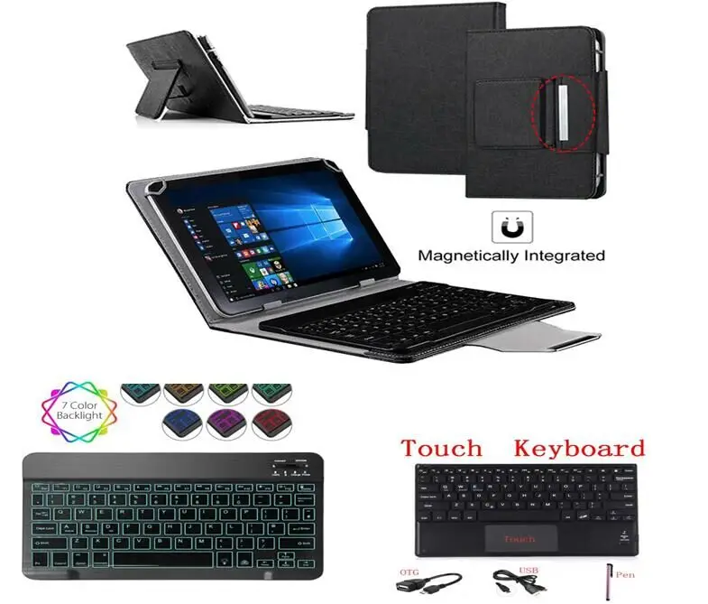 Tablet Keyboard Stand Touch Light Backlit Bluetooth Keyboard Cover for Cube T10/T12/iwork10 U100GT/Talk10 U31GT 10.1