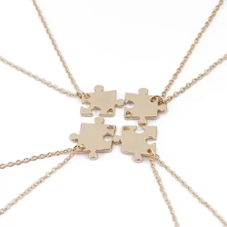 4-piece Set Necklace Gift Best Friend Vintage Puzzle Splicing Pendants Hollow Out Love Korean Fashion Strong Long Chain BFF