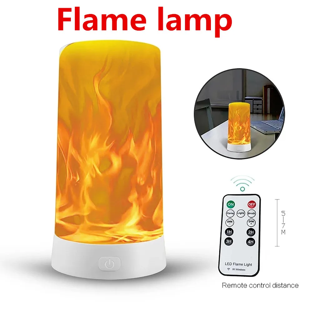 NEW Night Light LED Flame Lamp With 2.4G Remote Control Decor LED Night Light Dynamic Flame Effect With Waterproof