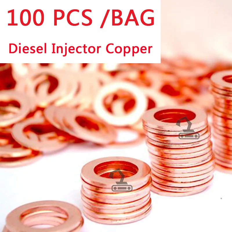 100pcs 7x15mm / 9x18mm Diesel Common Rail Injector Copper Seal Washer Gasket Ring Repair Kits