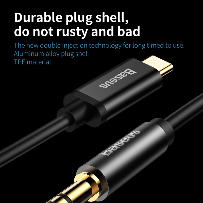 Baseus USB C do 3.5mm kabel AUX Car Audio typ C męski na Jack Adapter męski do Samsung Huawei Xiaomi Auto Car Supplies kabel