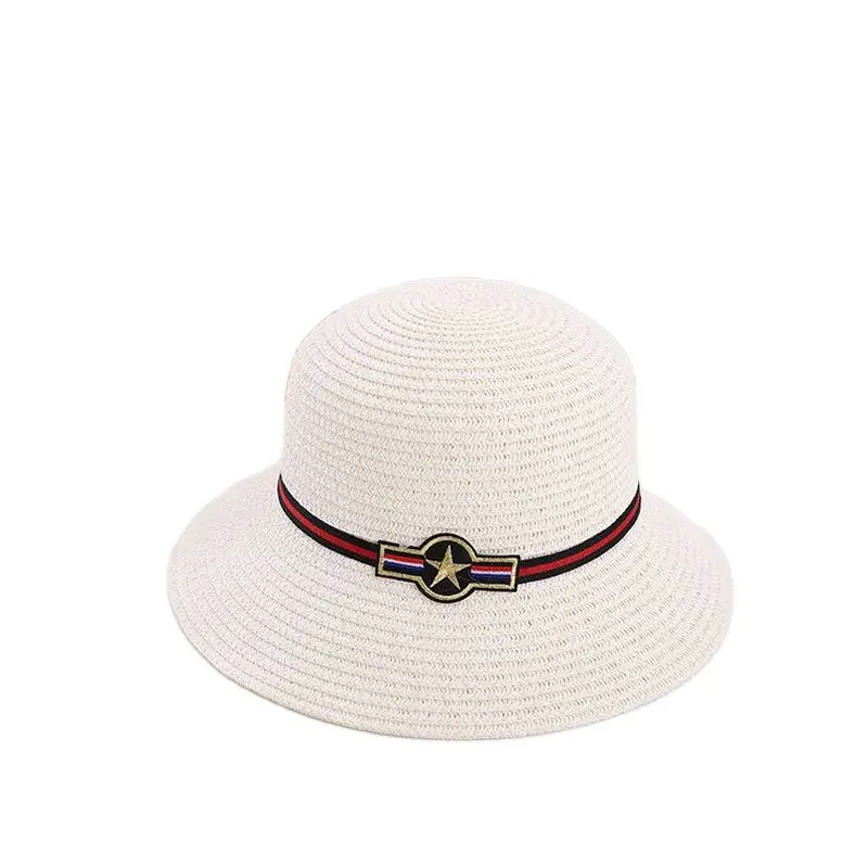 XEONGKVI Europe America Pentagram Children Sun Hat Spring Summer Brand Beach Wide Brim Kid Cap Straw Hats For Boy Girl