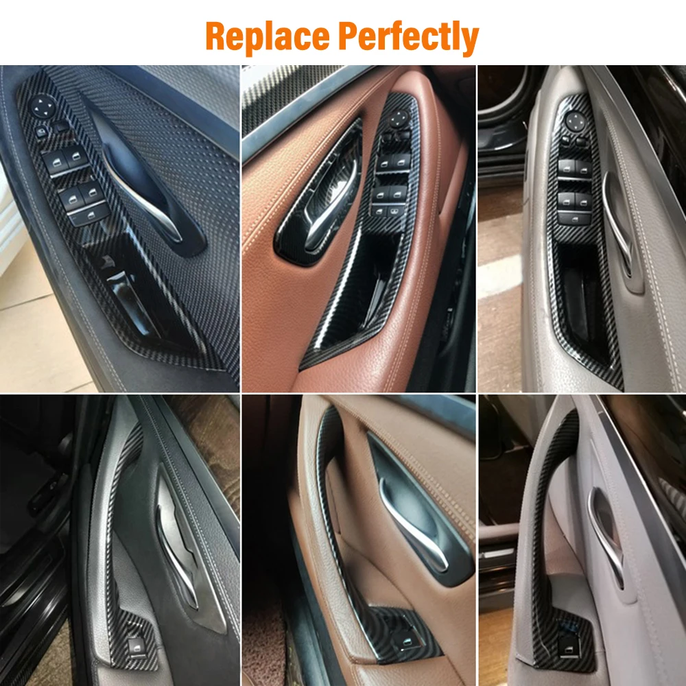 9 farben Links Stick LHD Beige Schwarz Carbon Faser Auto Innen Türgriff Pull 7PCS Set Für BMW 5 serie F10 F18 523 525 528 – Detail 19