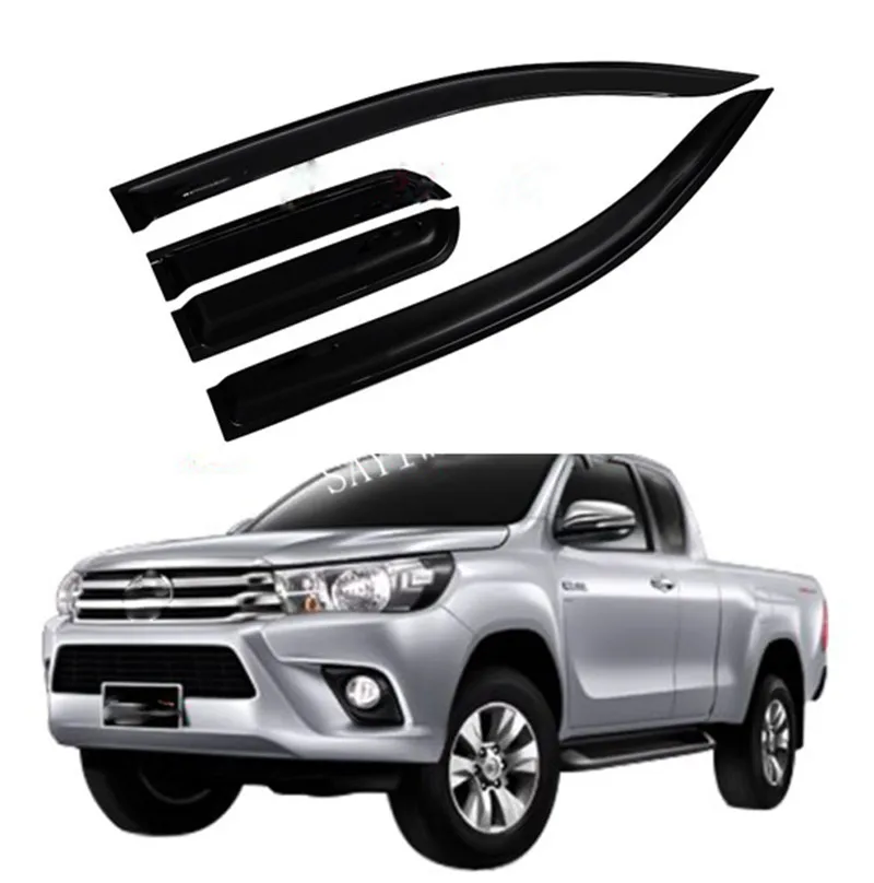 

EXTRA adtional Car Wind Deflector Awnings Shelters For HILUX VIGO REVO Black Window Deflector Guard Rain Shield 2015-2017