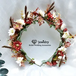 CC Flower Headband Wreath Hairband 100% Handmade Wedding Hair Accessories for Women Bride Garland Girls Seaside Headpieces DD04
