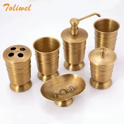 Antique Brass Bathroom Supplies Lotion Bottle Toothbrush Cup Holder Soap Dish Soap Dispenser 5pcs Set Bathroom Accessories