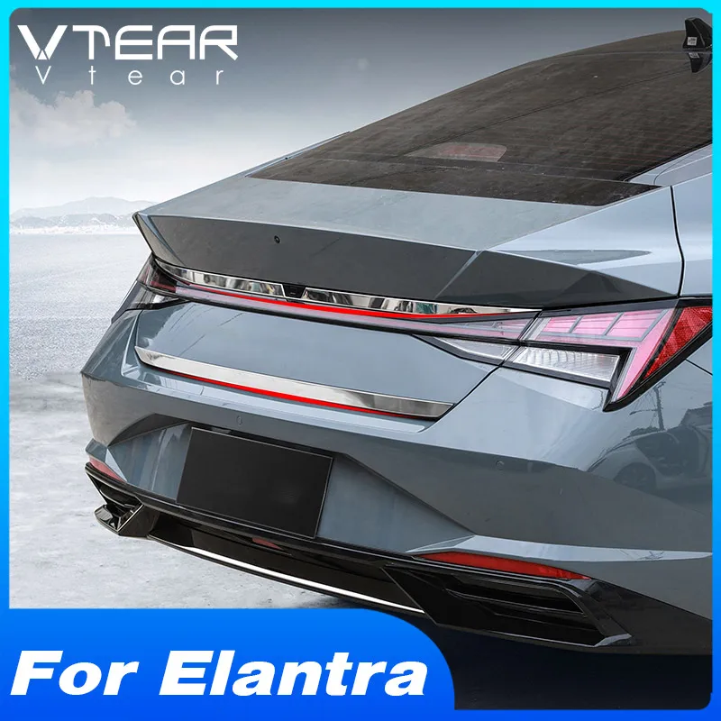 Vtear Car Rear Door Trim Cover Tailgate Bottom Trim Above License Plate Strip Exterior Accessories For Hyundai Elantra 2021