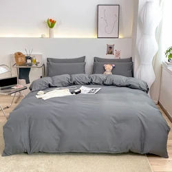 Juste de couette en tissu doux pour la peau, housse de couette pour documents solides, housse de couette pour simple et double athlon, housse de literie grise pour King Size, haute qualité